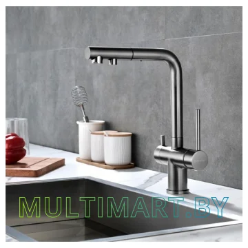 Смеситель Paulmark Serpentine Se213222-GM (вороненая сталь) картинка 2